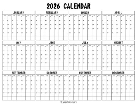 2026 Yearly Calendar - Latest Calendar Printable Templates