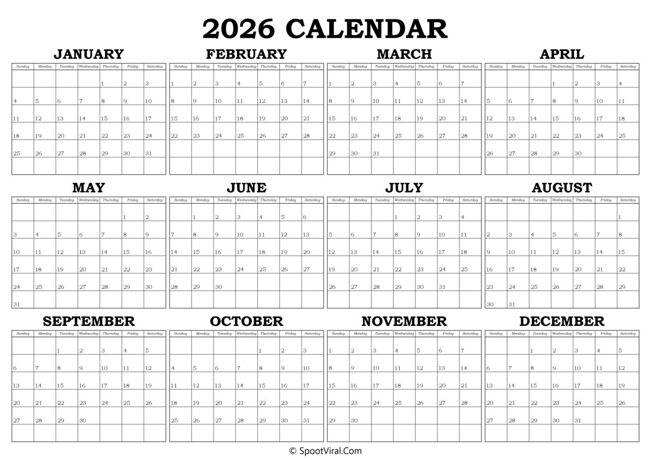 2026 Yearly Calendar - Latest Calendar Printable Templates