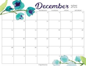 Cute December Calendar 2025 Printable