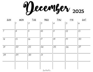 December 2025 Calendar