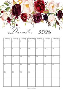 December 2025 Calendar Floral
