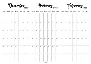 December 2025 January February 2026 Calendar