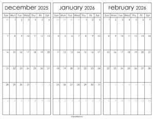 December 2025 and January February 2026 Calendar