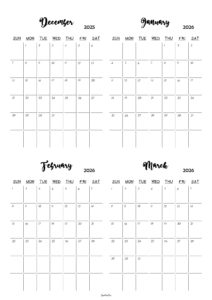 December 2025 to March 2026 Calendar