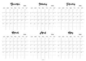 December 2025 to May 2026 Calendar