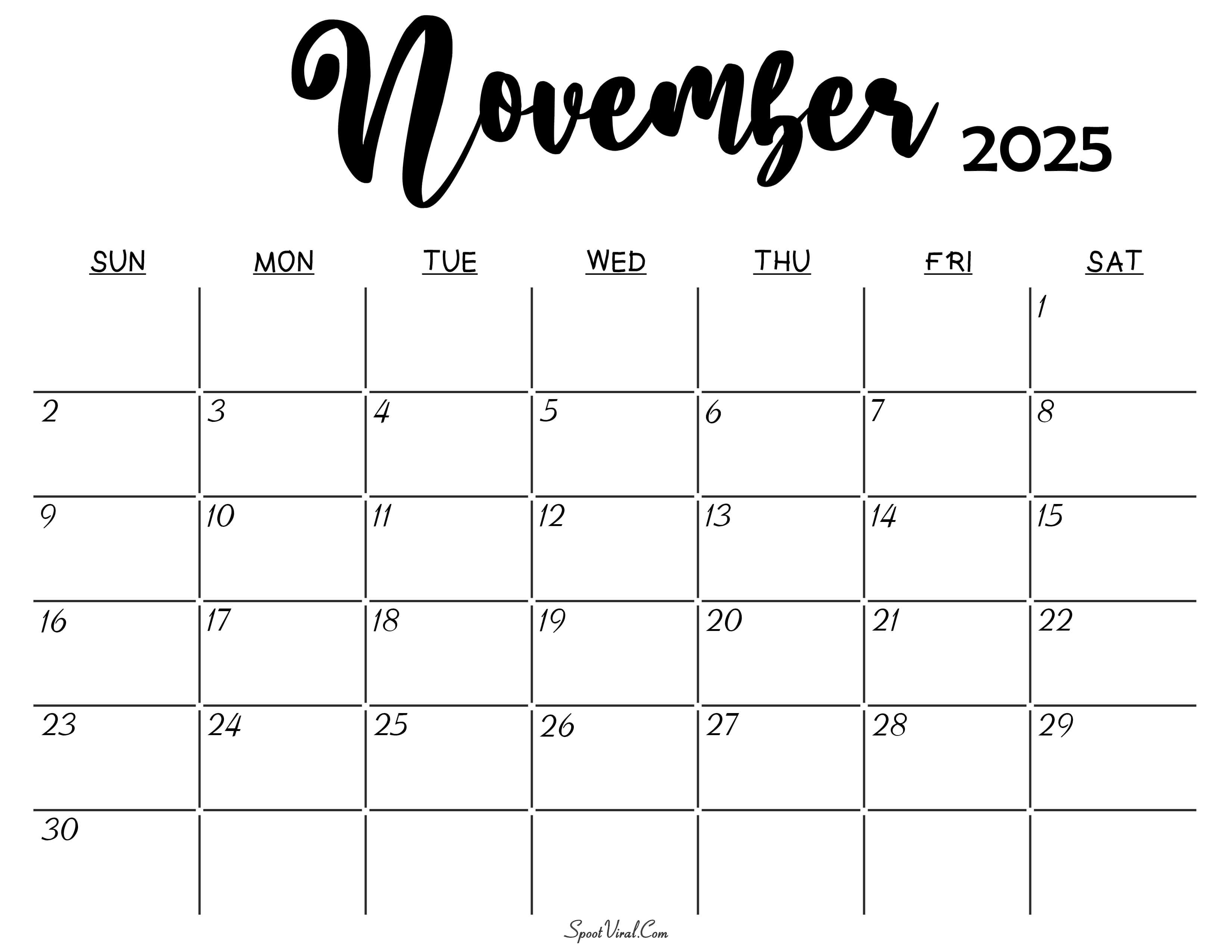 November 2025 Calendar