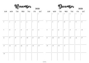 November December 2025 Calendar