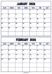 Calendar 2026 January February