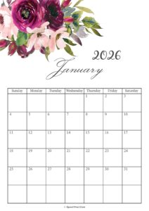 January 2026 Calendar Floral