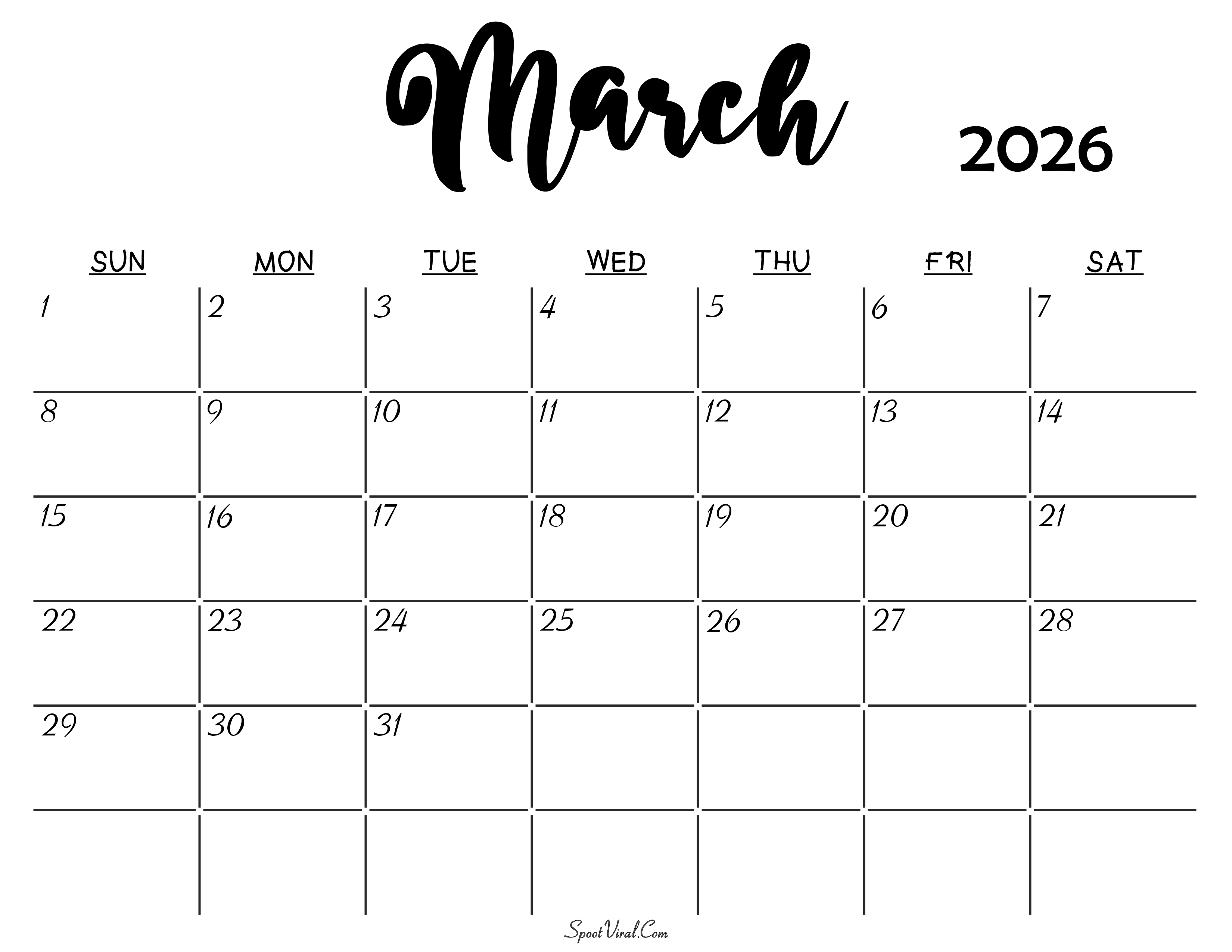 March 2026 Calendar