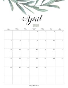 April Calendar 2026 Cute