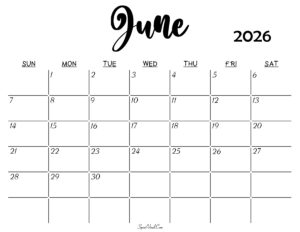 June 2026 Calendar