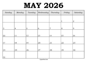 May 2026 Calendar Template